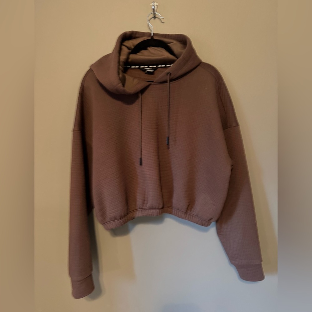 DKNY Sport Brown Waffle Cropped Hoodie Sz. Lg